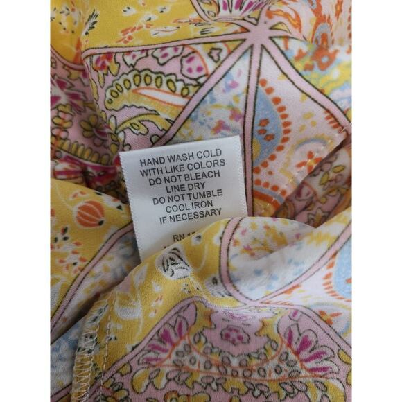 Rose and + Olive patchwork button front blouse Sz 1X peasant 3/4 sleeve flowy - Picture 8 of 10